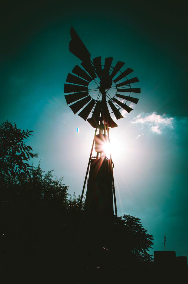 windmill with sun behind