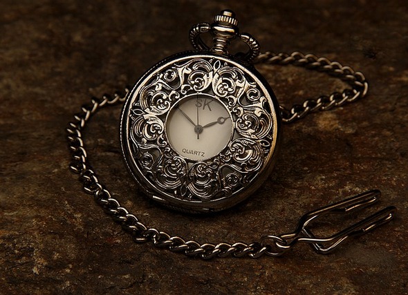 ornate silver pocket watch