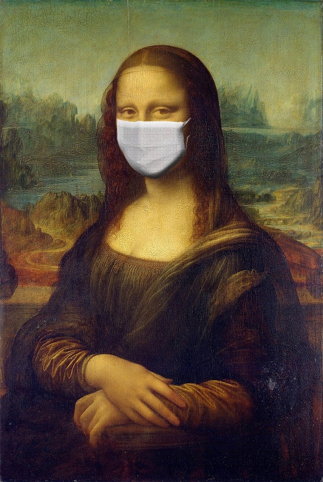 mona lisa wearing mask