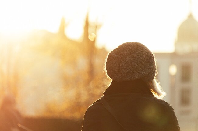 woman's silhouette at sunset