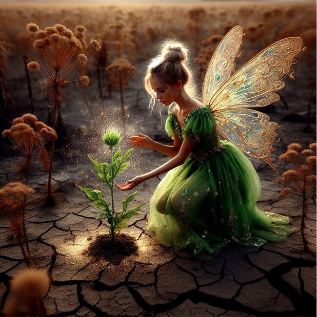 fairy wearing green dress