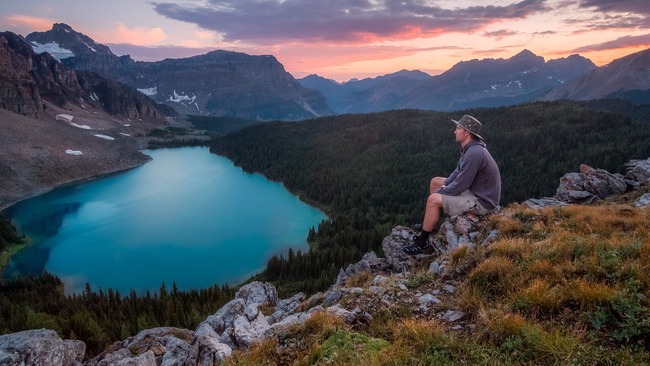 man hiking in nature