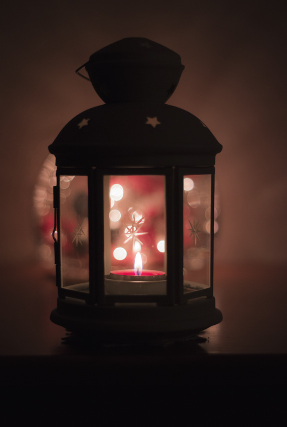 candle inside lantern