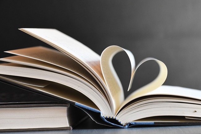 pages book folded into heart